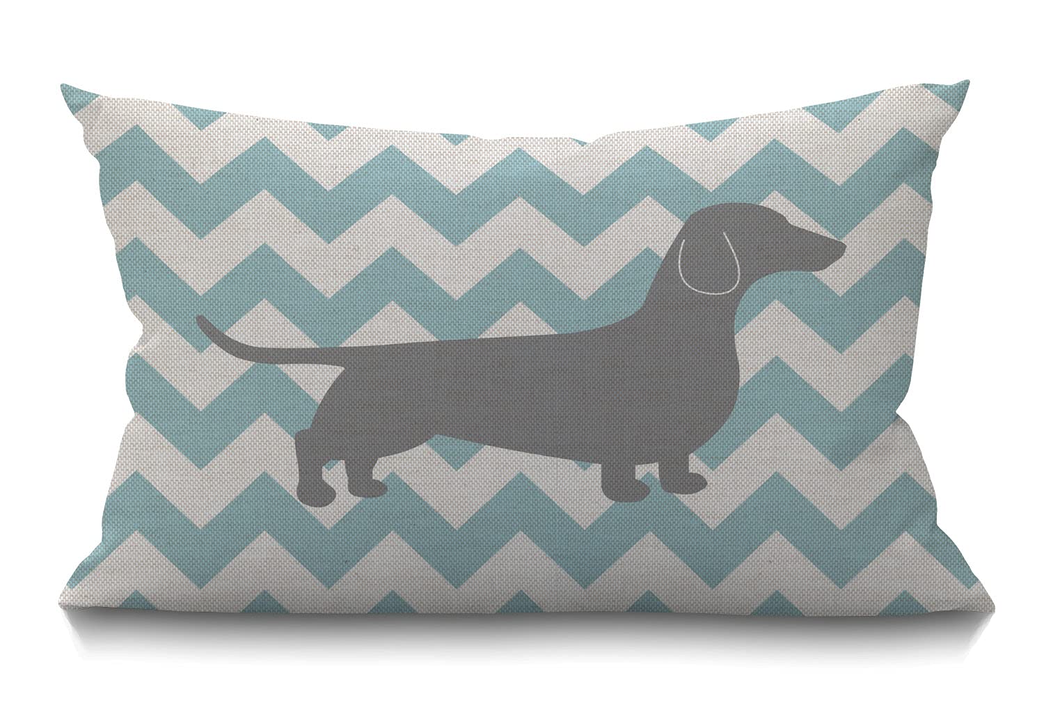 Dachshund Dog Pillow Dachshund Pattern Dog Teal Waves Striped Cotton Linen Cushion Cover Oblong Rectangle Pillow Cases For Men W