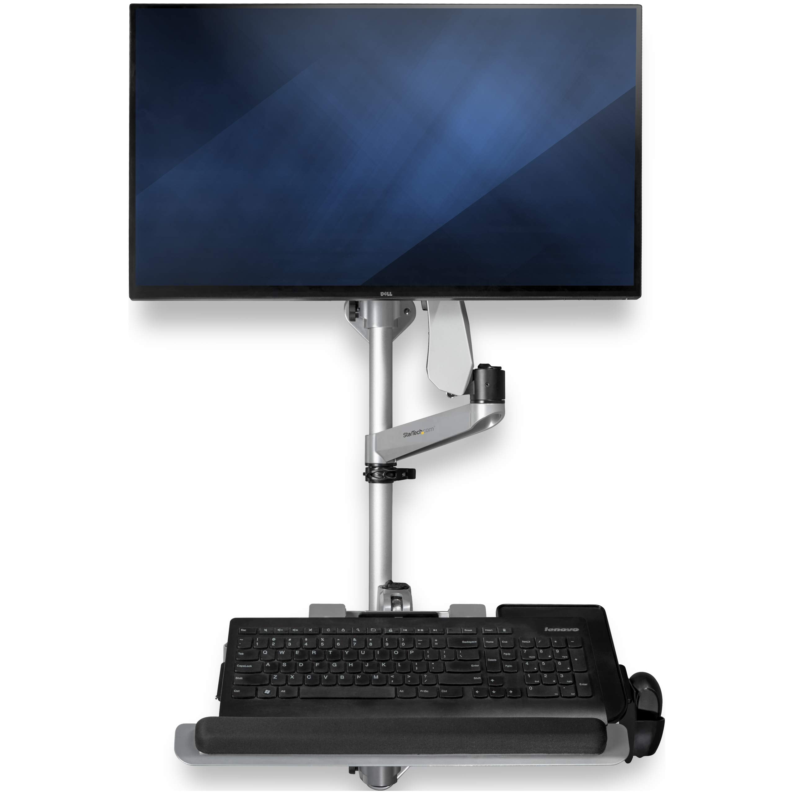 Startech.Com Wall Mount Workstation - Articulating Standing Desk W/Ergonomic Height Adjustable Monitor Arm & Padded Keyboard Tra