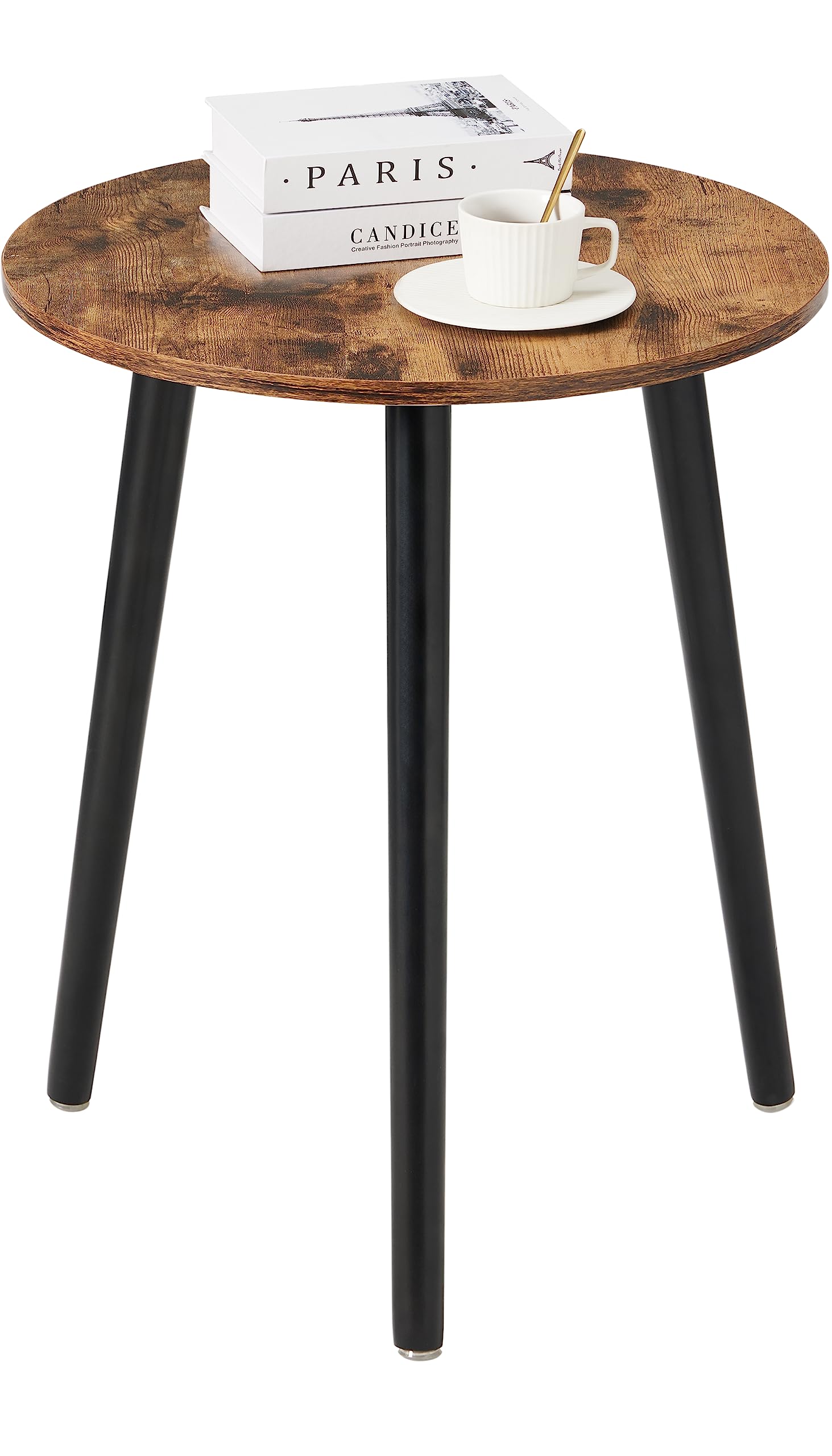 Apicizon Round Side Table, Nightstand End Table Modern Bedside Table, Nursery Side Table For Small Spaces, Bedroom, Living Room,16.5 X 20 Inches, Rustic Brown