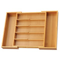 Bayting Bamboo Silverware Organizer, Expandable Bamboo Kitchen Drawer Cutlery Organizer, 18.5x13.3 Flatware Organizer Tray, Ut