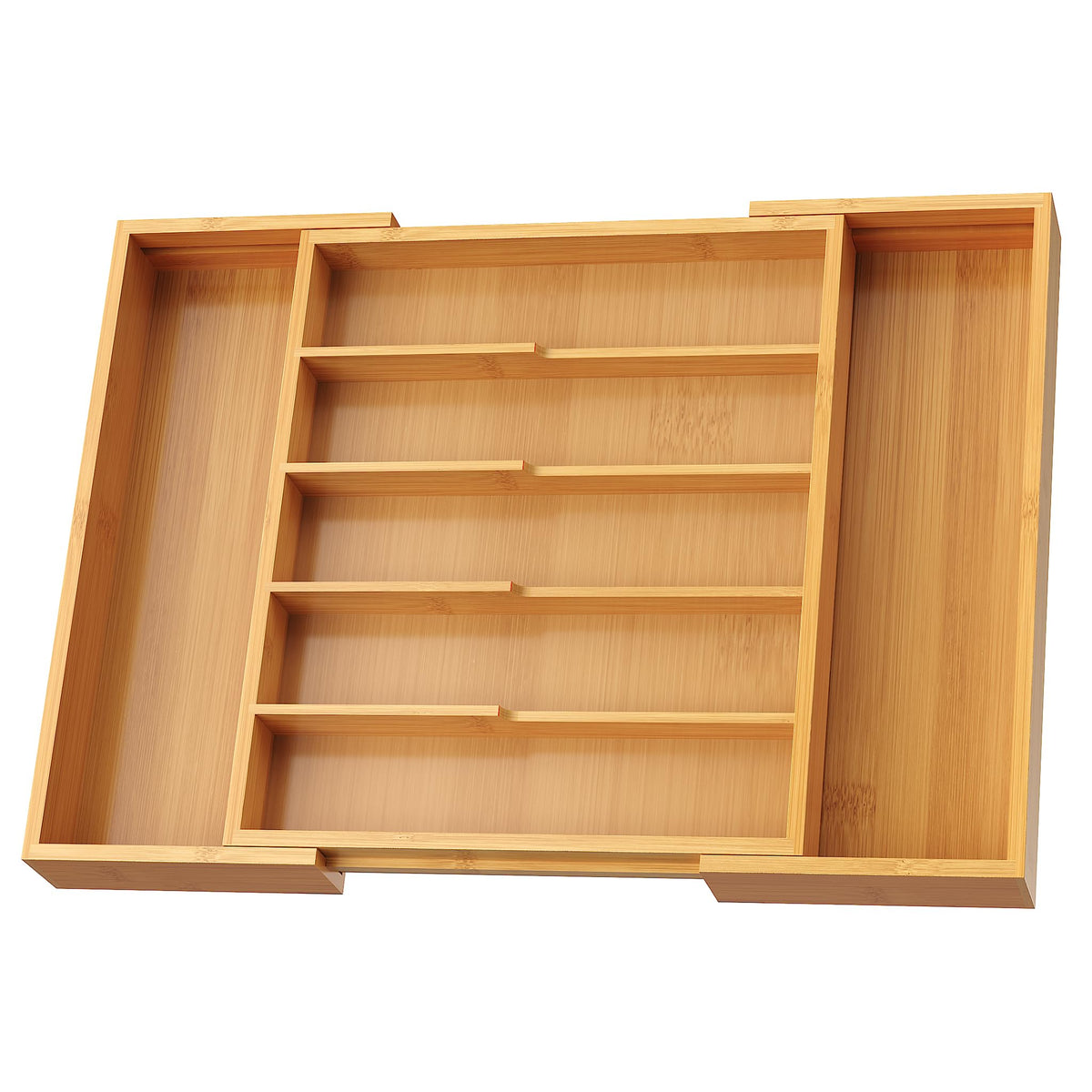 Bayting Bamboo Silverware Organizer, Expandable Bamboo Kitchen Drawer Cutlery Organizer, 18.5x13.3 Flatware Organizer Tray, Ut