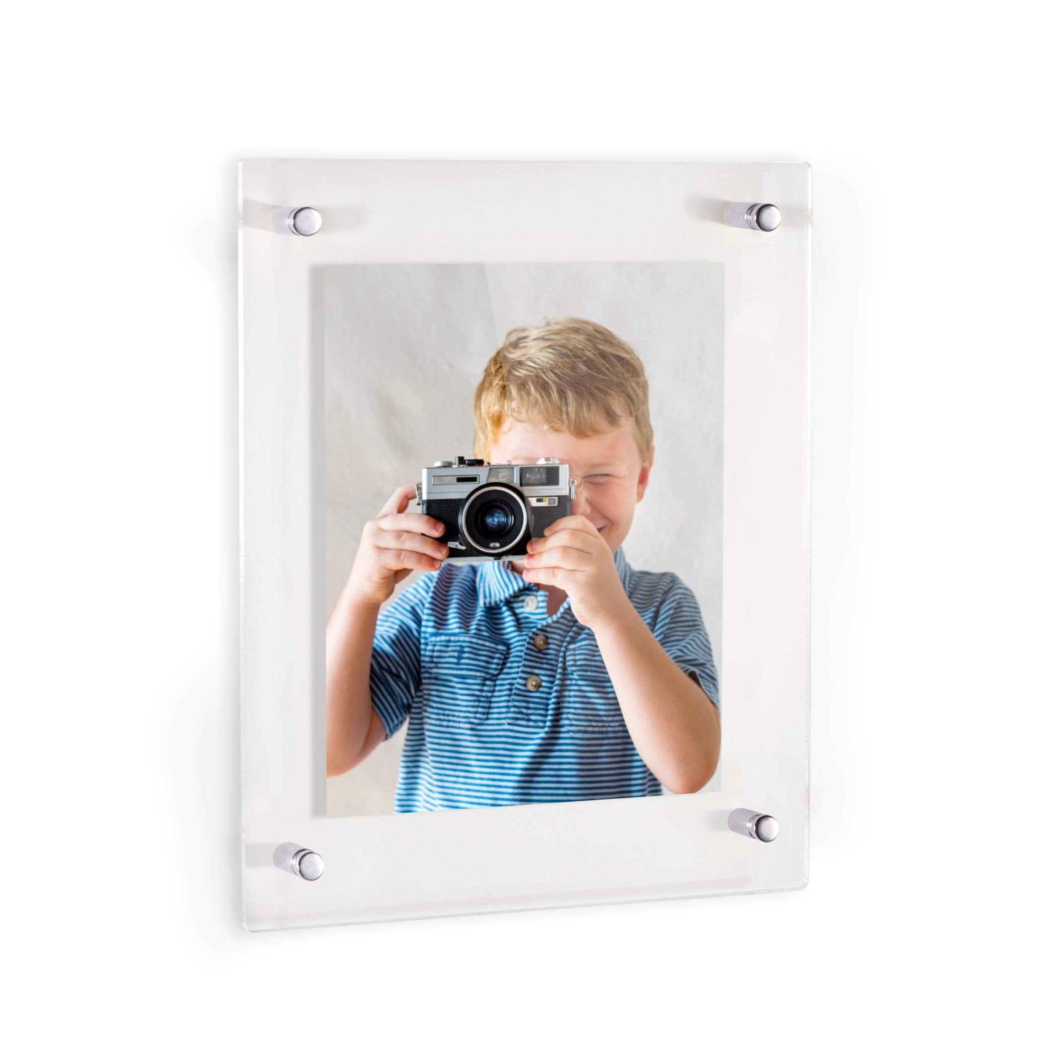 ArtToFrames Floating Acrylic Frame for Pictures Up to 13x19 inches (Full Frame is 17x23) with Chrome Standoff Wall Mount Hardwar