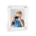 ArtToFrames Floating Acrylic Frame for Pictures Up to 8.5x14 inches (Full Frame is 12.5x18) with Chrome Standoff Wall Mount Hard