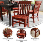 Flash Furniture Hercules Series School House Back Wood Restaurant Chair, Classic Armless Dining Chair for Restaurants/Kitchens, Mahogany Wood Finish