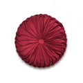 Lush Decor Round Pleated Soft Velvet Decorative Throw Pillow, 1 Count, 15' Diameter, Red - Plush Round Pillow, Seat Cushion, De