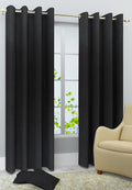 Homefab India Royal Silky Grommet Door Curtain  7 feet, Black  2 Piece
