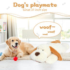 Morismos Giant Dog Stuffed Animal 31', Soft Plush Dog Pillow, Big Puppy Plush Toy For Kids