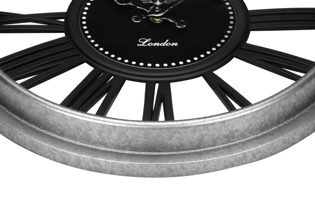 Monarch Specialties I 9086 Clocks, 16' Round, Wall Clock, Silver, Black, Transitional