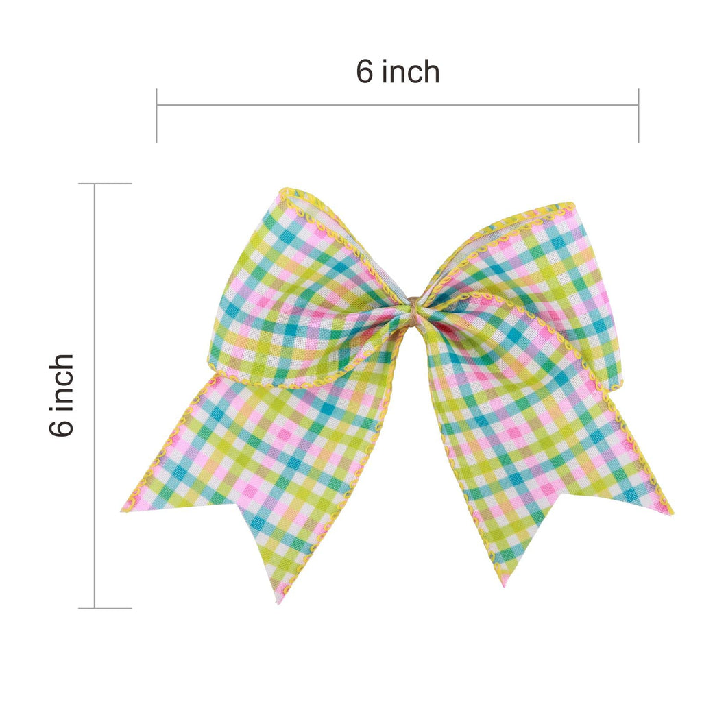 Meseey 12 Pcs 6 Inch Easter Burlap Bows Spring Bunny Bow For Gift Wrapping Tree Topper Front Door Party Home Decorations (Easter
