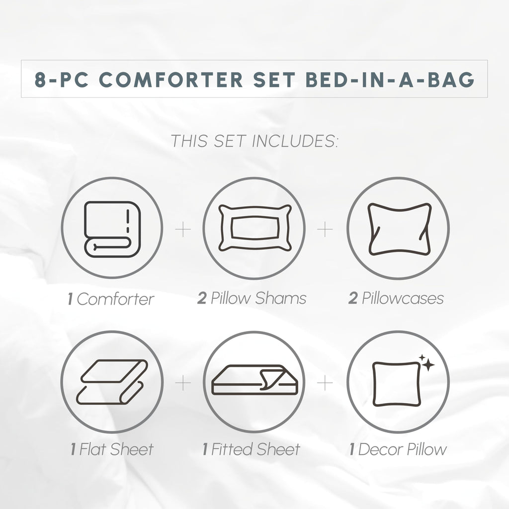 Elegant Comfort Silky Soft 8-Piece Animal Print Bed-In-A-Bag Comforter Set, Includes 4Pc Smart Sheet Set, Comforter, Decorative Pillow, Matching Pillowcases And Shams - Twin/Twin Xl, Gold
