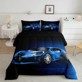 Feelyou Sports Car Comforter Blue Race Car Comforter Set For Kids Boys Girls Extreme Sports Theme Bedding Set Cool Speed Luxury