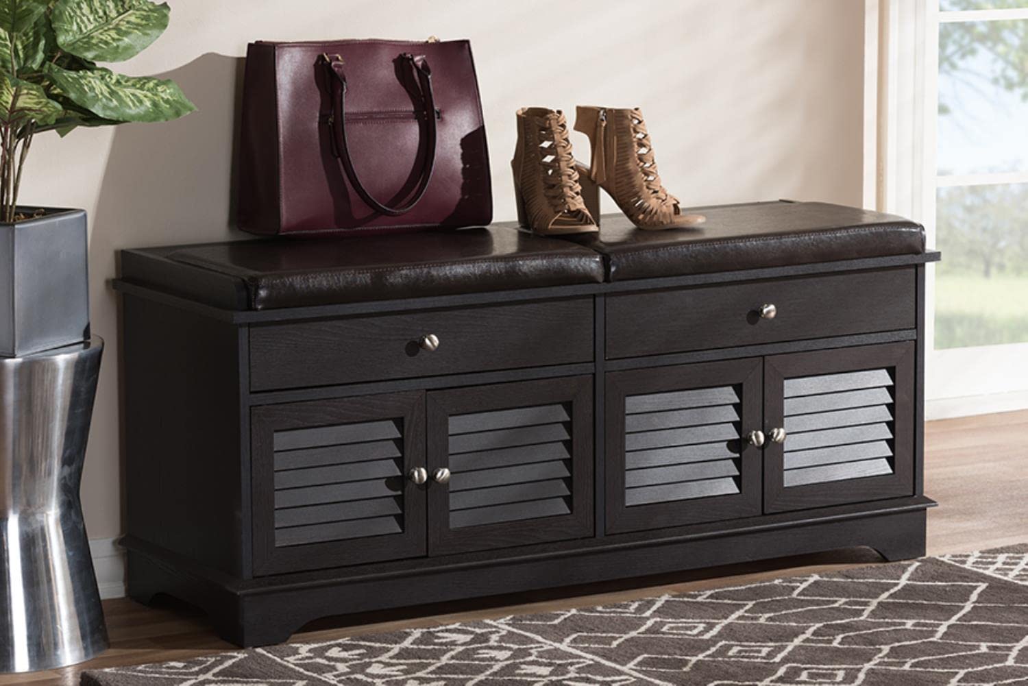 Baxton Studio Leo Shoe Storage Bench - Thumbnail 3