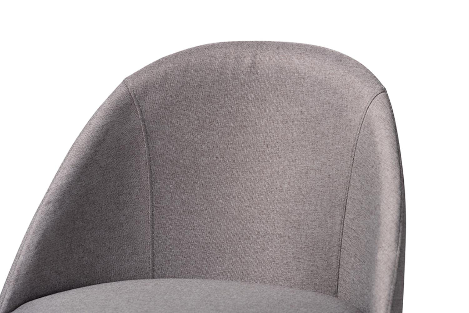 Baxton Studio Carra Mid-Century Modern Grey Fabric Upholstered Walnut-Finished Wood Swivel Bar Stool (Set of 2)