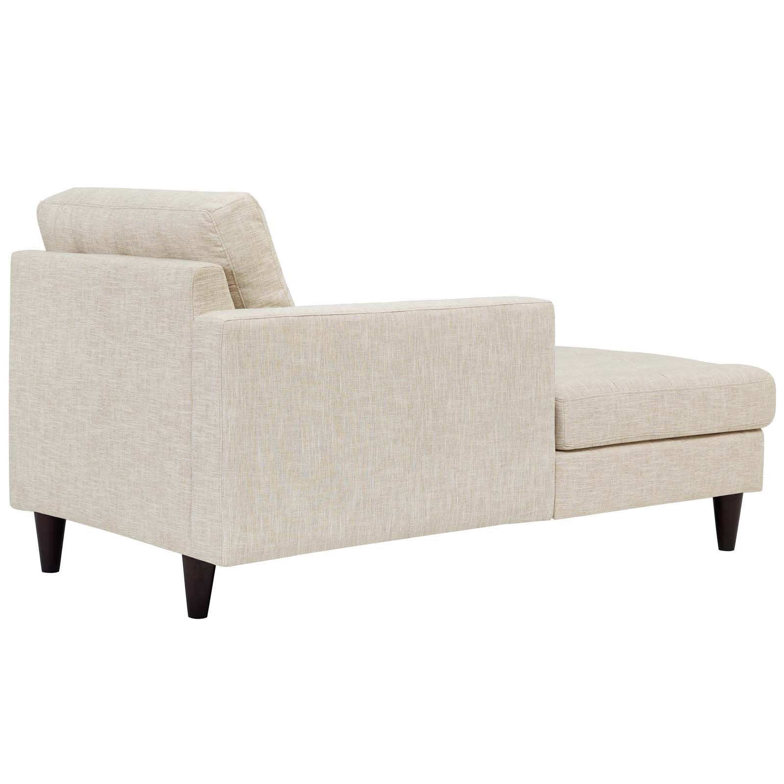 Modway Empress Mid-Century Modern Upholstered Fabric Left-Arm Chaise Lounge In Beige