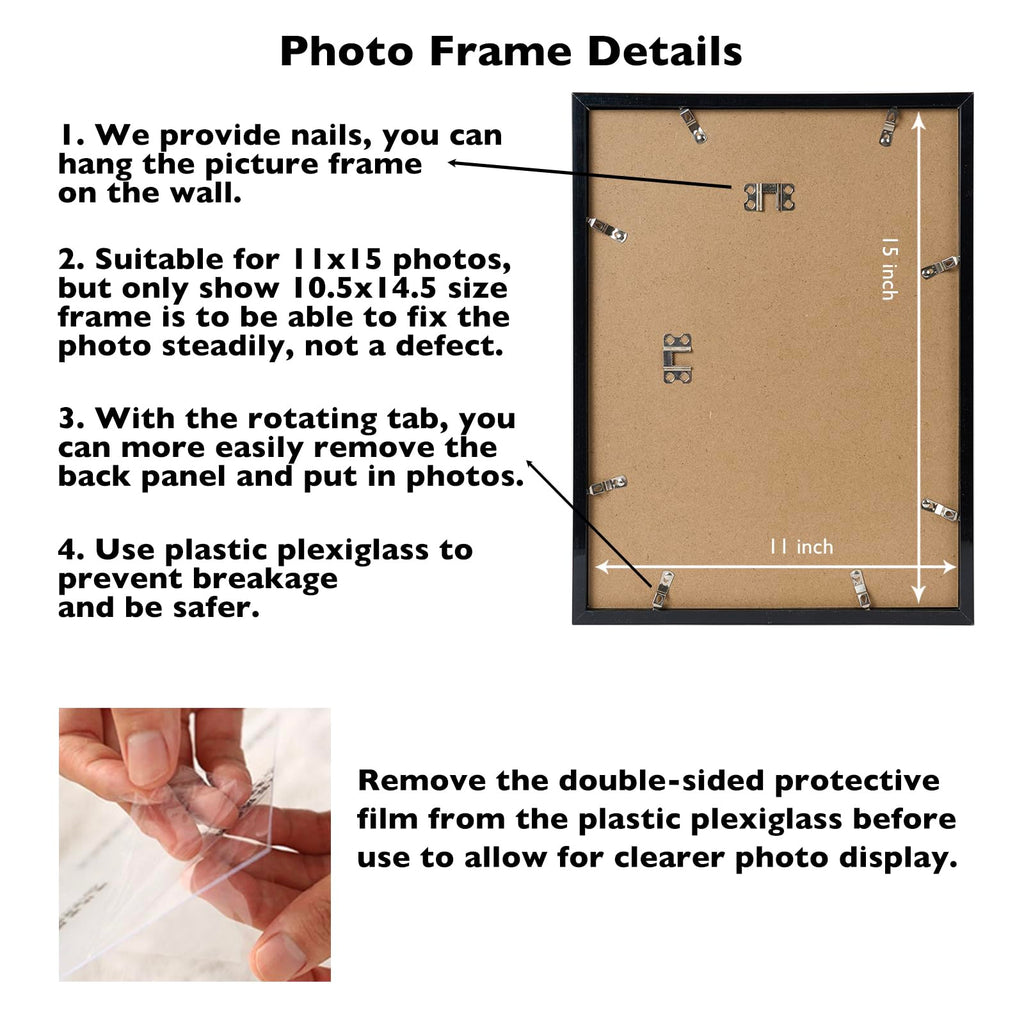 Jcjmy 11X15 Black Picture Frame Set Of 3, Horizontal And Vertical Formats For Wall Hanging, 11 X 15 Wall Gallery Poster Photo Fr