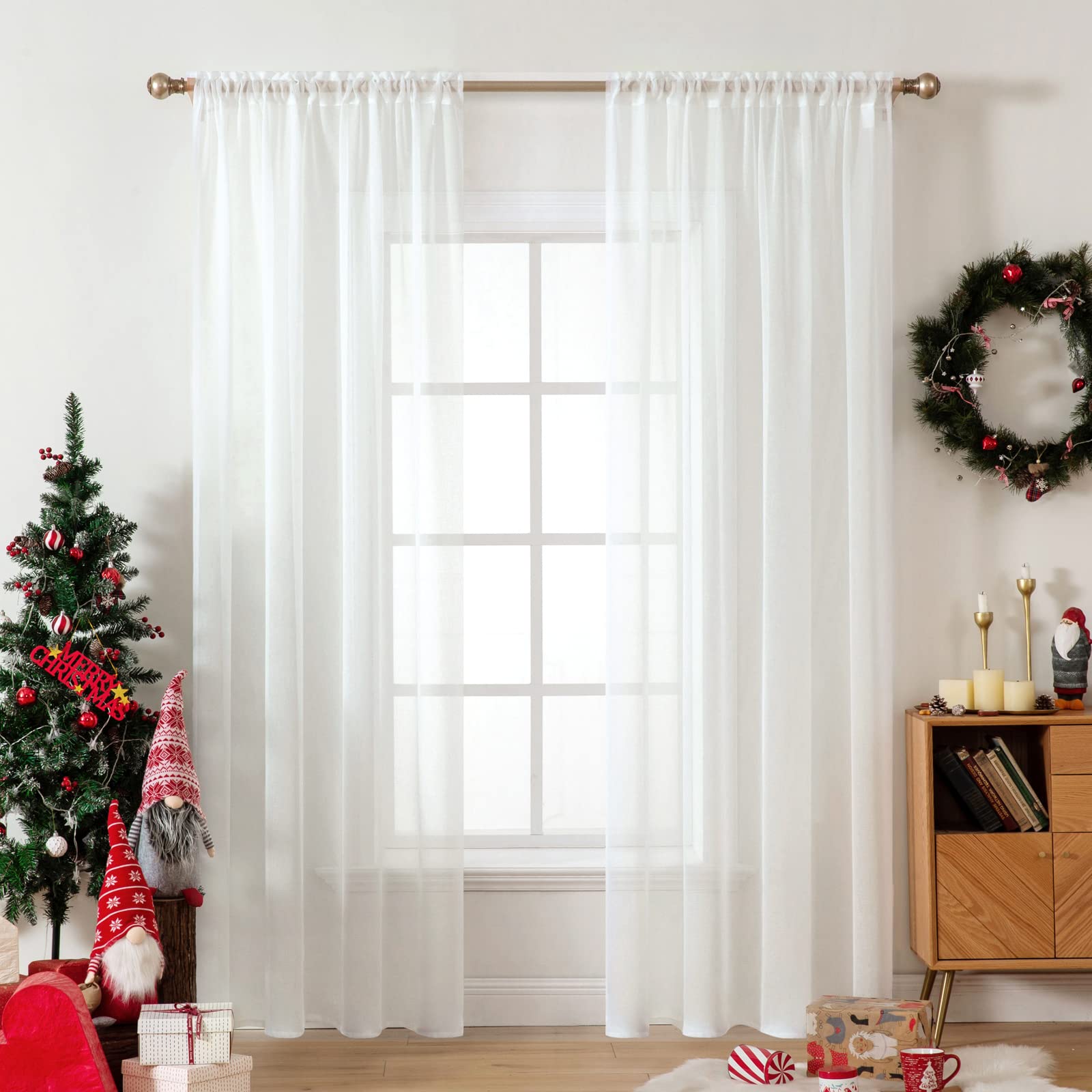 Miulee Ivory Window Sheer Curtains For Bedroom Living Room Solid Elegant Net Drapes 2 Panels Width 38 X Length 72 Inches
