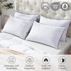 Apsmile Medium Firm Feather Down Pillows King Size Pack Of 1, Luxury Feather Pillow For Sleeping, 100% Organic Cotton Cover Hote