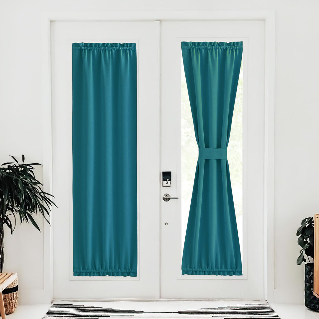 Nicetown Classroom Door Window Covers - Thermal Insulated Rod Pocket Blackout Privacy French Door Panel For Kitchen, Front Door Curtains For Small Window, 30 W X 72 L, Peacock Teal, 1 Panel
