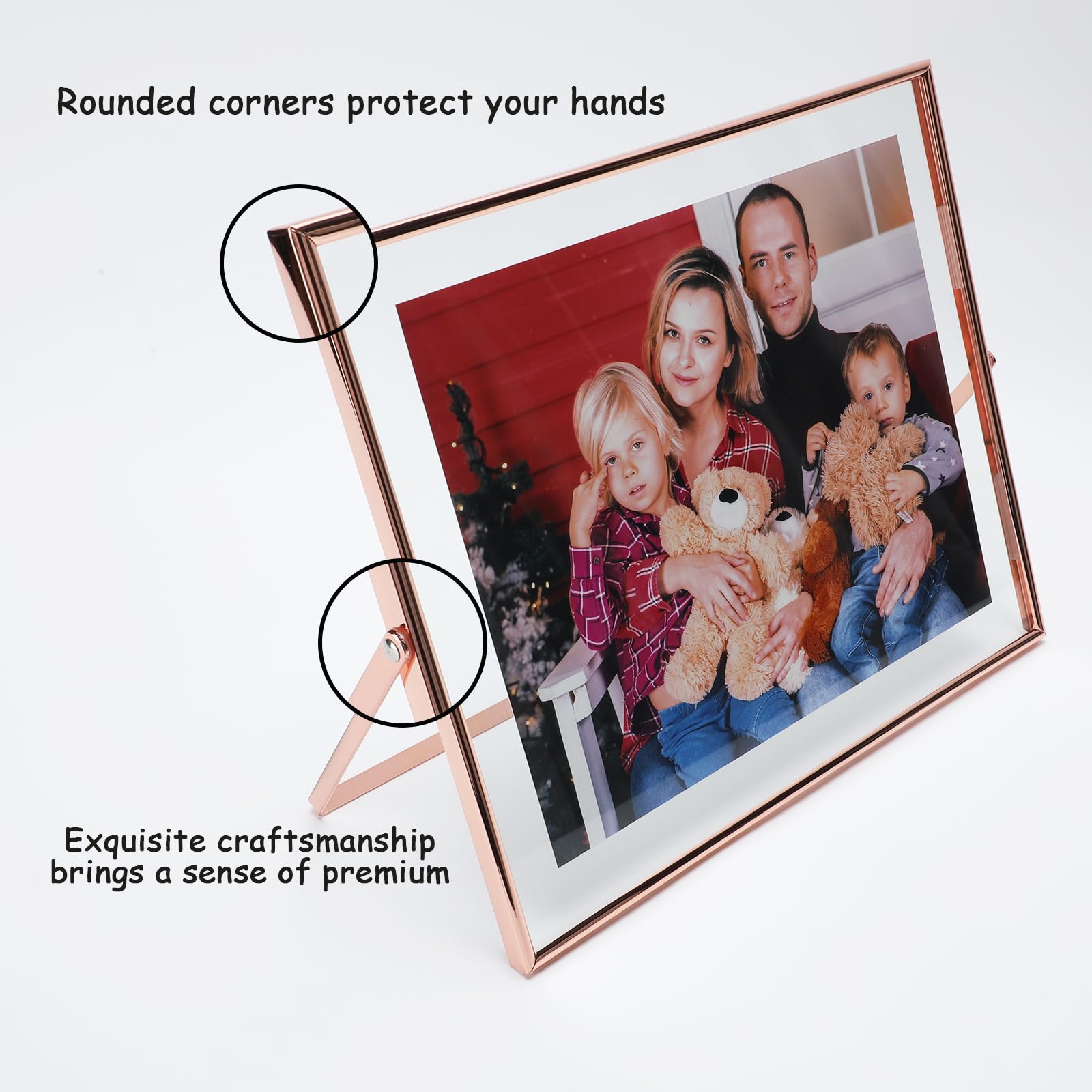 Ahago Rose Gold Floating Frame (10''X12'', Horizontal), For Picture 8.5X11, 8X10, 7X9, Tabletop Shelf Photo Frame, Home Or Offic