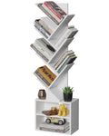 Sunmory 6 Tier Tree Bookshelf, Tall Bookcase With Storage Cabinet, Modern Narrow Bookshelves Organizer, Floor Standing Book Shel