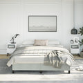 vidaXL California King Size Bed Frame with Plywood Slats, Platform Bed Frame, Velvet Upholstered Mattress Foundation, No Box Spring Needed & Easy Assembly, Light Gray, Without Mattress