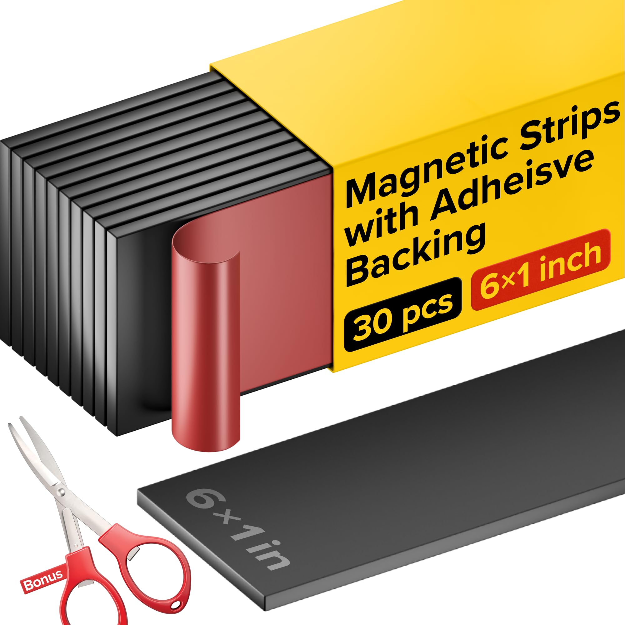 X-Bet Magnet Magnetic Strips With Adhesive Backing - Magnetic Tape For Crafts - Tool And Knife Magnet Strips For Kitchen, Garage