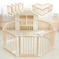Baby Playpen, Playpen for Babies and Toddlers, Foldable Wooden Play Yard with Gate, Adjustable Baby Activity Center with Child P