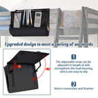 Retyion Bedside Storage Organizer With Power Strip Holder And Adjustable Straps Bed Hanging Bag For Home Bunk Bed Dorm Sofa (Bla
