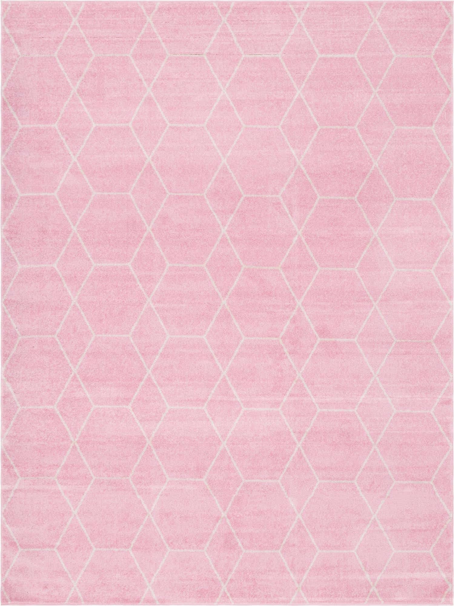 Unique Loom Trellis Frieze Collection Area Rug - Geometric (10 x 13, Light Pink/ Ivory)