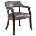 Leemtorig Dining Chairs With Casters And Arms, Rolling Dining Chairs With Wheels, Game Poker Table Chairs, Solid Wood Boss Capti