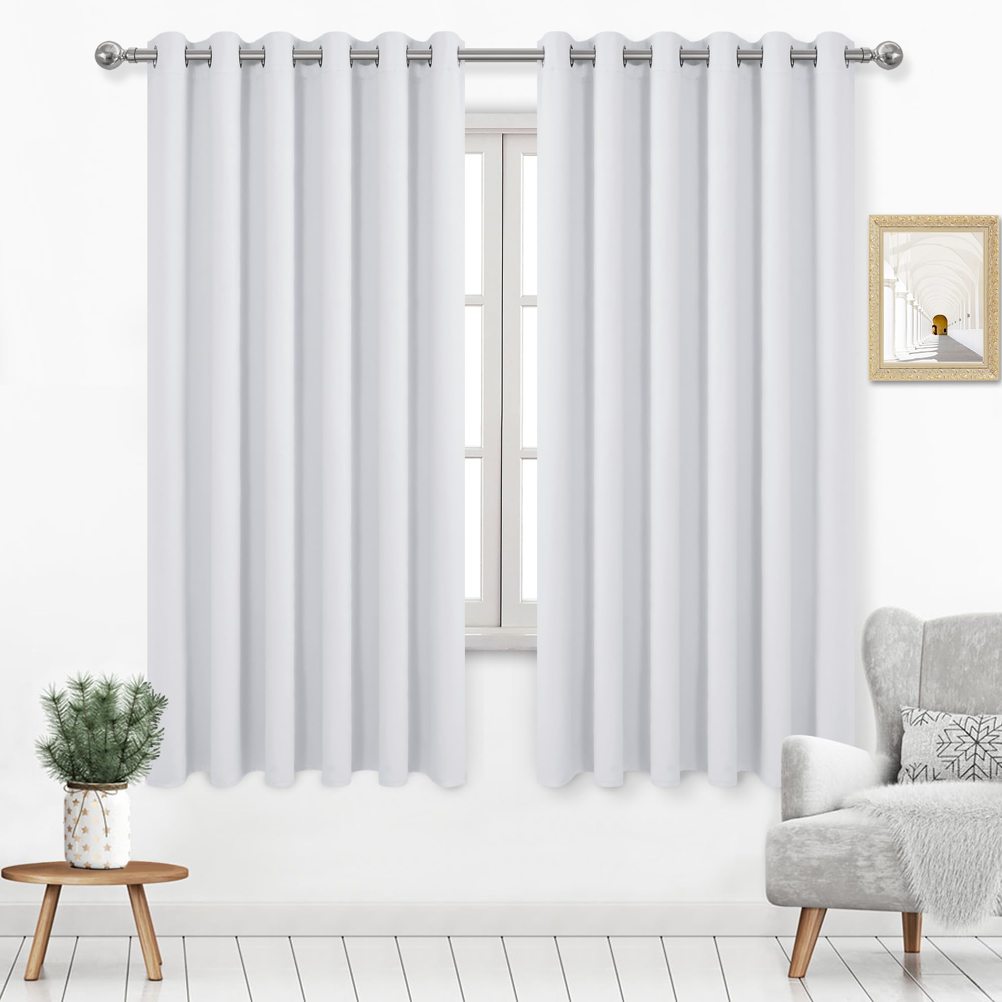 Dwcn Blackout Curtains 63 Inch Length, Room Drakening Curtains For Bedroom, Solid Living Room Curtains Extra Wide Curtains, Grey