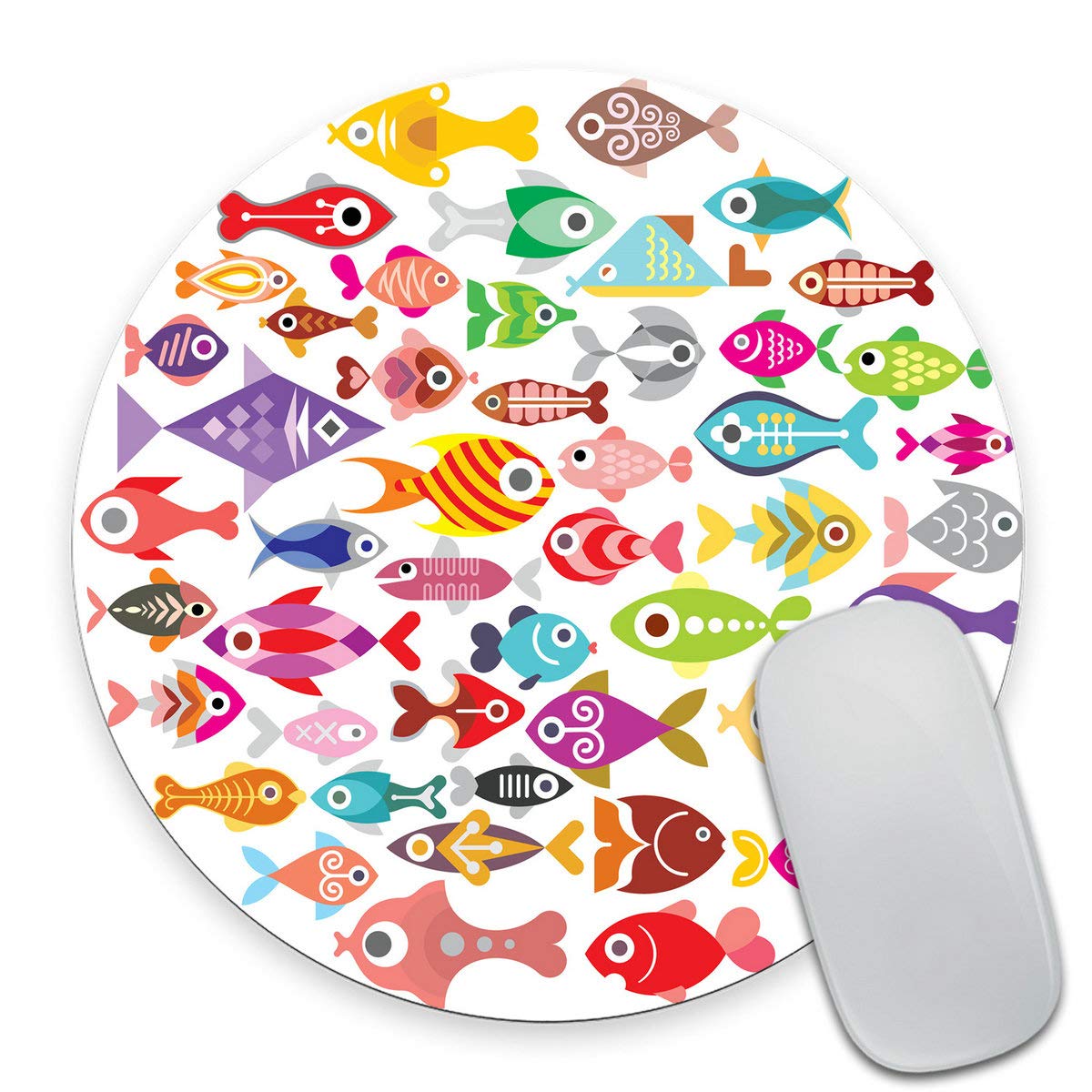 Smooffly Anti Slip Aquarium Fishes Mouse Mat For Desktops, Computer, Pc And Laptops, Customized Round Mouse Pad For Office And H