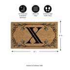 Evergreen Monogram Coir Doormat | Letter X | Front Door Mat For Outdoor Indoor Entrance | 28X16 Inches | Non-Slip Backing Doorwa