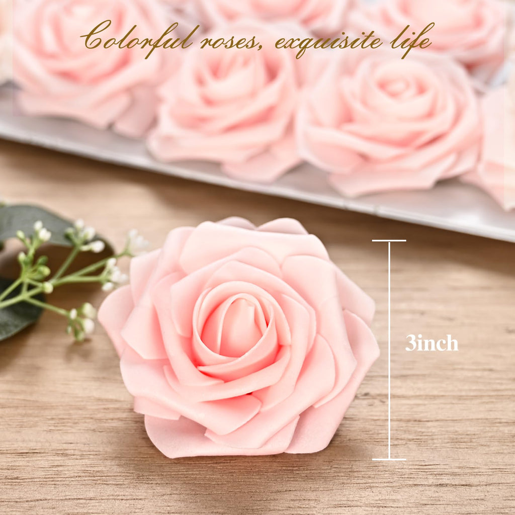 Bleum Cade 36Pcs Artificial Flowers Fake Roses With Stems, Pink Boxed Foam Roses For Diy Bouquets Centerpieces Wedding Party Arr