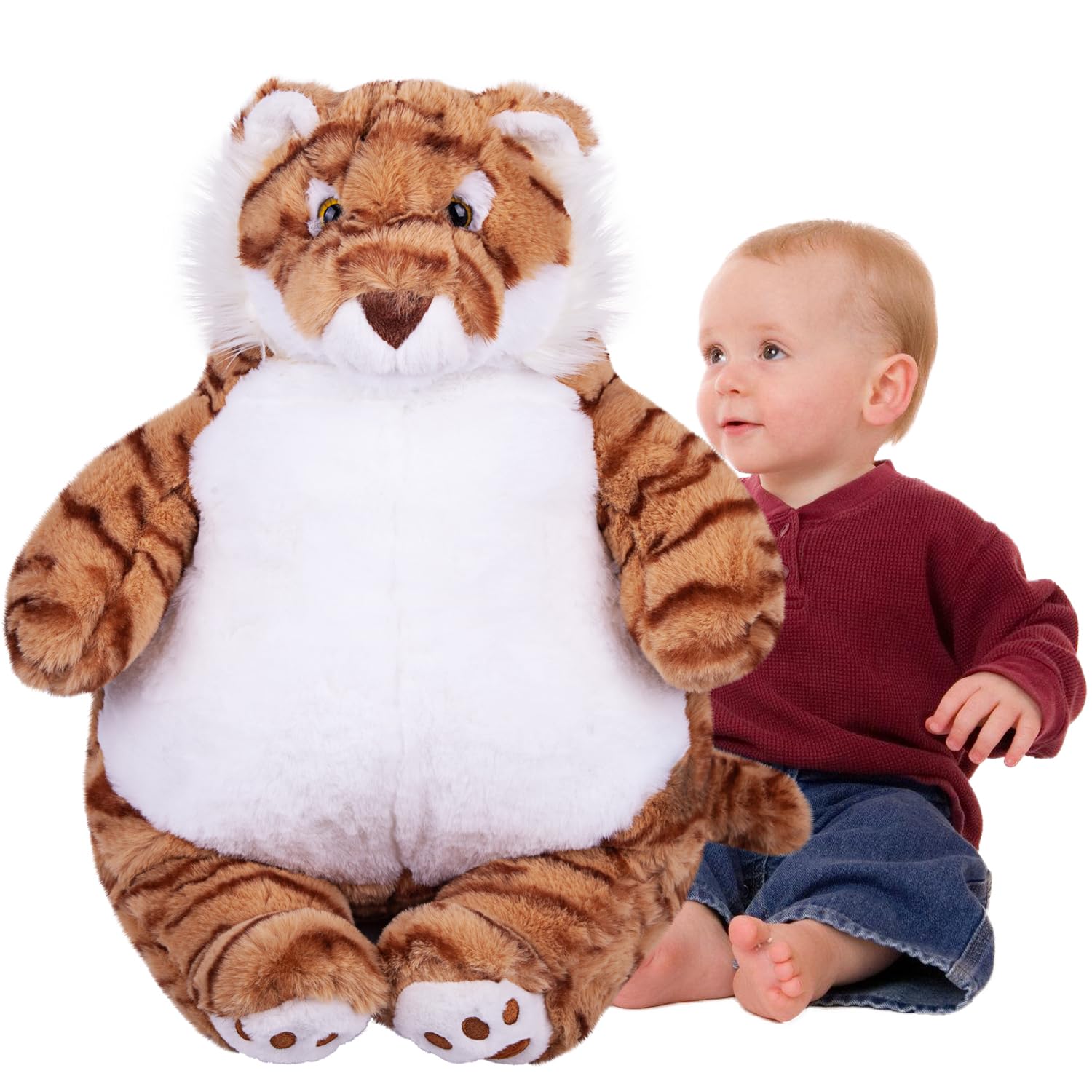 Arelux Large Tiger Plush Stuffed Animal Hugging Pillow:Soft Giant Sleeping Body Warm Fluffy Pillow Adorable Chubby Tiger Plushie