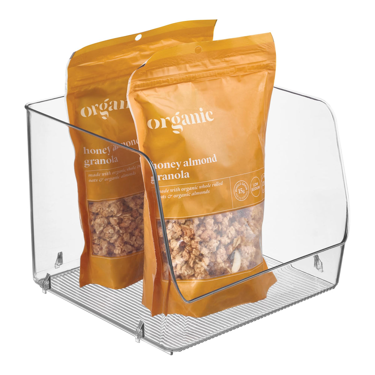 iDesign Linus Stacking Organizer Bins for Kitchen, Pantry, Office, Bathroom, Extra LargeClear
