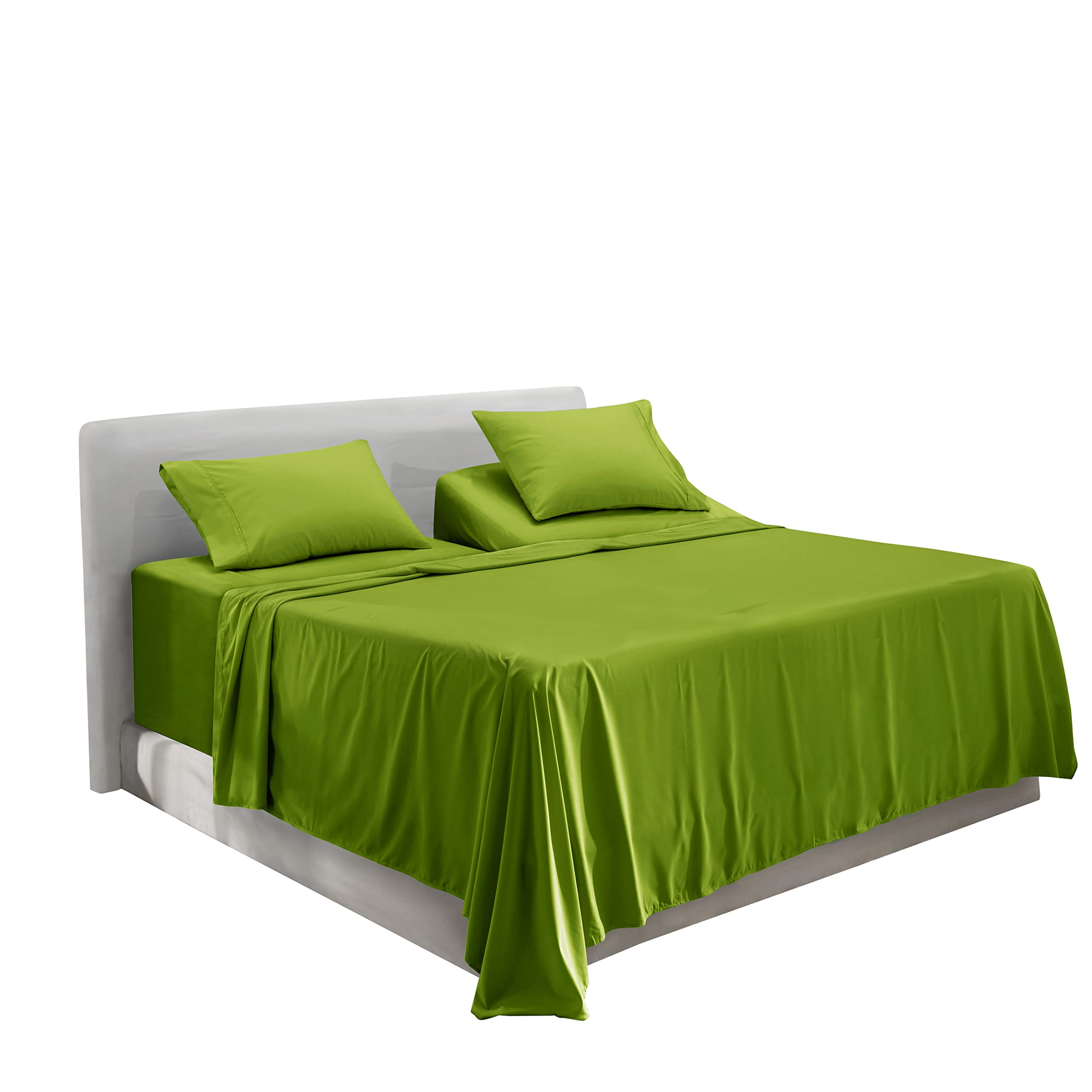 Hearth & Harbor Extra Deep Pocket Split King Sheets - 5 Piece Hotel Luxury Bed Sheets Set Fits Up To 24' Mattress - Soft & Breathable Luxury Split King Bed Sheet Set, Split King, Calla Green