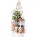 TENEWEE Boho Wall Hanging Shelves Macrame Floating Plant Photos Wood Shelf for Bedroom Living Room Apartment Decor