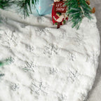 Deggod Plush Christmas Tree Skirts, 30 Inches Luxury Snowy White Faux Fur Xmas Tree Base Cover Mat With Silver Snowflakes For Xm