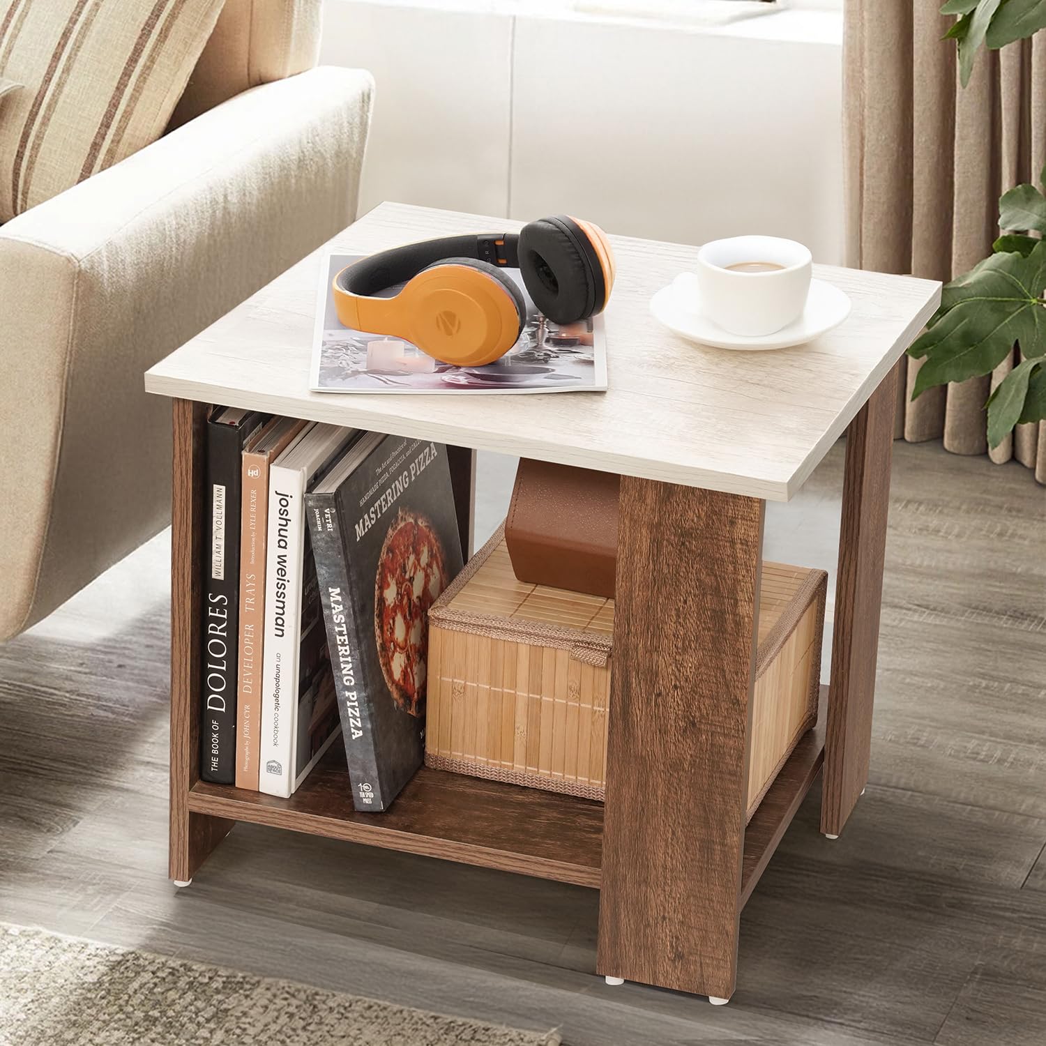 About Space Wooden Side Table  Night Stand & End Table Organiser  Space Saver Storage Organizer  Bedside Furniture For Bedroo