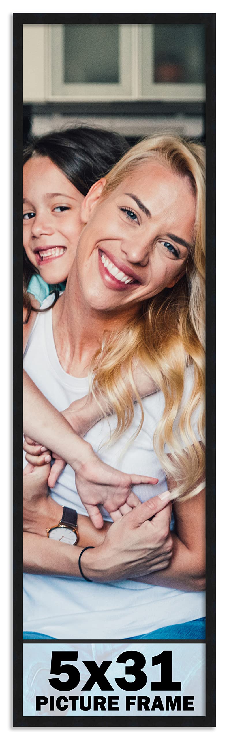5x31 Frame Black Picture Frame - Complete Modern Photo Frame Includes UV Acrylic Shatter Guard Front, Acid Free Foam Backing Boa