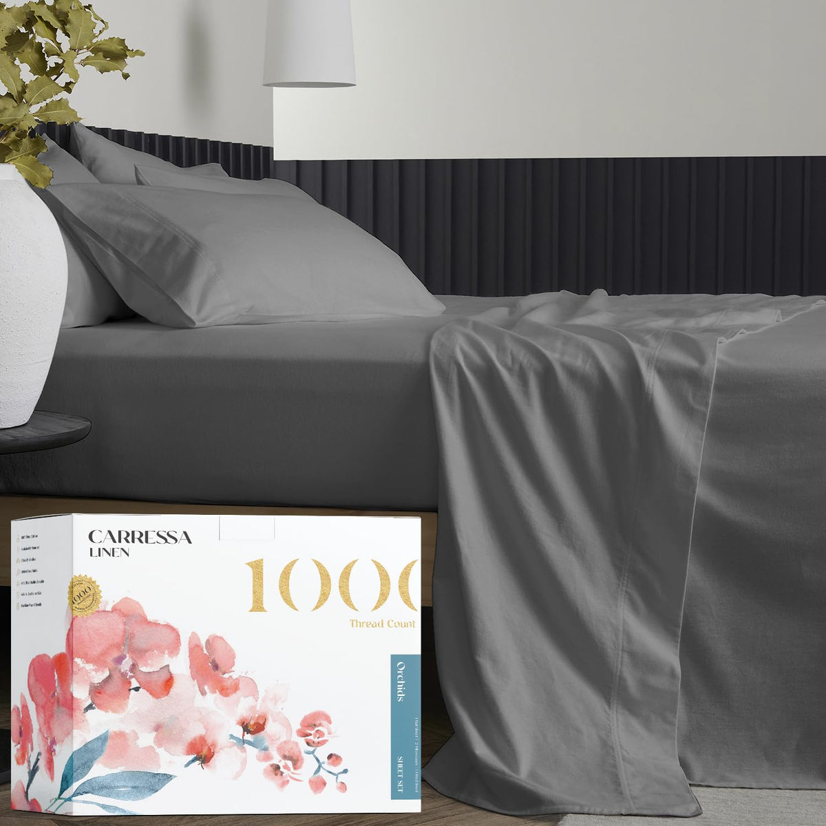 1000 Thread Count 100% Long Staple Soft Egyptian Cotton Sheet Set,4 Piece Set,California King Sheets, Upto 16' Deep Pocket, Smo