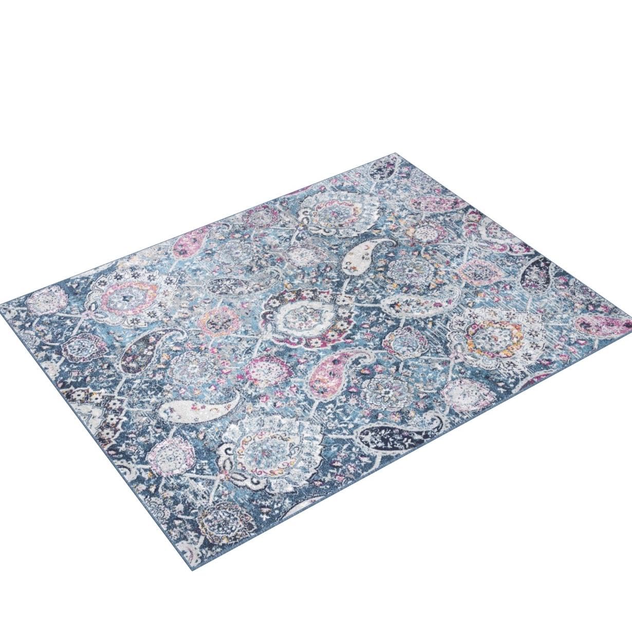 Safavieh Madison Collection Area Rug - 8' X 10', Blue & Grey, Boho Chic Glam Paisley Design, Non-Shedding & Easy Care, Ideal For