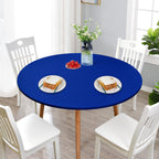 Newisher Round Fitted Table Cover Spandex Stretch Tablecloth Blue Table Top Cover With Elastic Edged For Dining Picnic Patio 48 Inch