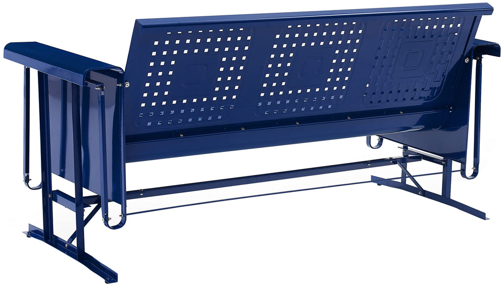 Crosley Furniture Bates Retro Metal Outdoor Sofa Glider, 3-Person Rocking Patio Bench for Porch, Deck, Navy Gloss