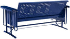 Crosley Furniture Bates Retro Metal Outdoor Sofa Glider, 3-Person Rocking Patio Bench for Porch, Deck, Navy Gloss