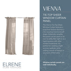 Elrene Home Fashions Vienna Sheer Tie-Top Window-Curtain Panel, 52 In X 84 In (1 Panel), Light Gray