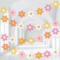 Daisy Theme Hanging Banners, 4 Pack, Groovy Spring Flower 70s Hippie Chrysanthemum Party Decorations for Birthday Wedding Suppli