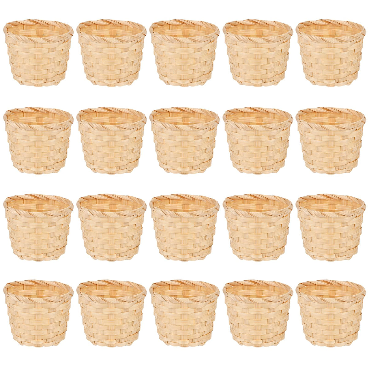 Pumsawn 20 Pack Mini Woven Baskets, Small Wicker Storage Basket for Desktop Organizer, Tiny Gift Basket for Candy, Sundries, Cra