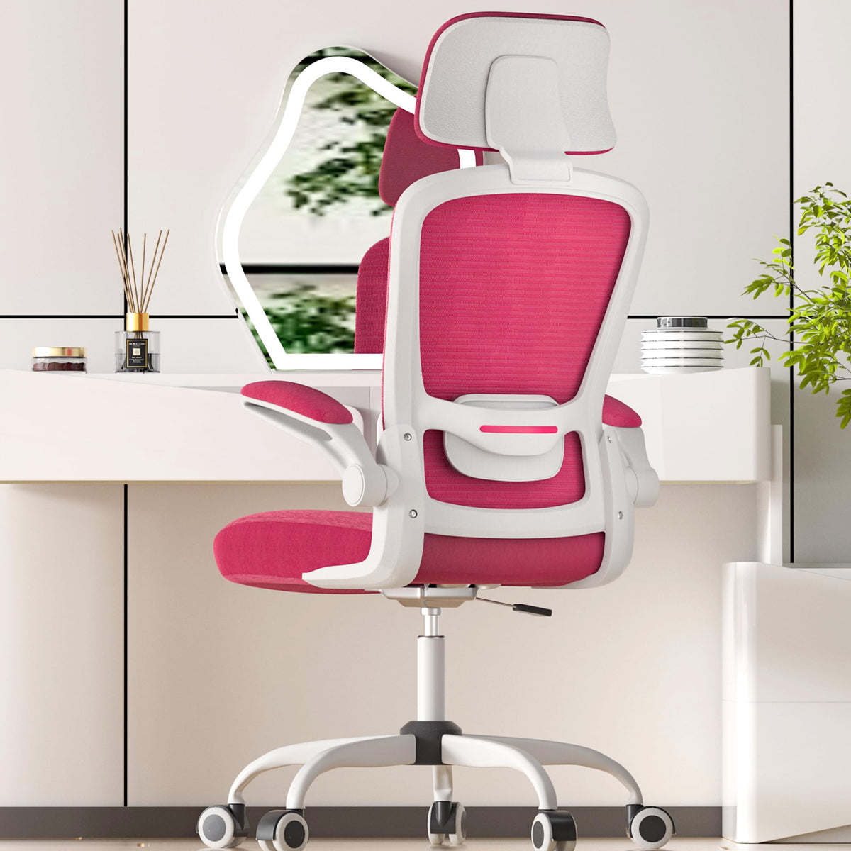 Mimoglad Office Chair, High Back Ergonomic Desk Chair With Adjustable Lumbar Support And Headrest, Swivel Task Chair With Flip-Up Armrests For Guitar Playing, 5 Years Warranty